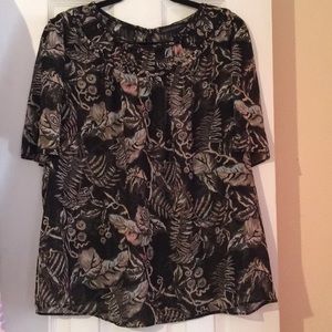 Large NWT Banana Republic sheer braid-trim top